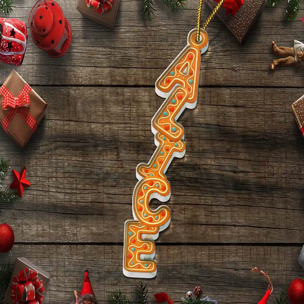 Christmas,Non-Eng,Gift For Yourself - Christmas Gingerbread Name Garland - Personalized Custom Shaped Acrylic Ornament