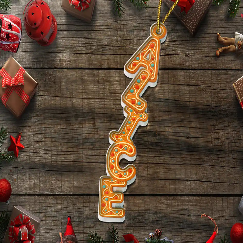 Christmas,Non-Eng,Gift For Yourself - Christmas Gingerbread Name Garland - Personalized Custom Shaped Acrylic Ornament