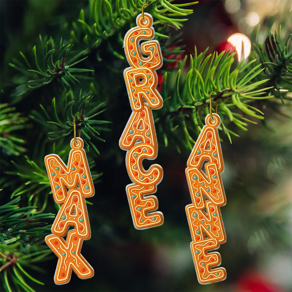 Christmas,Non-Eng,Gift For Yourself - Christmas Gingerbread Name Garland - Personalized Custom Shaped Acrylic Ornament