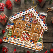 Independence Day,America 250th,Christmas,Proud,Family,Custom Text - Christmas Gingerbread Sweet Memories Built Together - Personalized Custom Shaped Acrylic Ornament