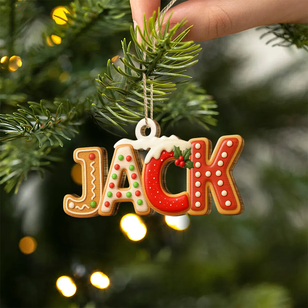 Christmas,Family,Happy - Christmas Pattern Effects With Names - Personalized Custom Shaped Wooden Ornament