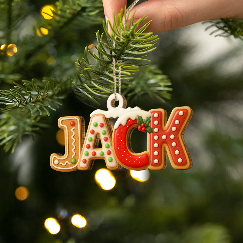 Christmas,Family,Happy - Christmas Pattern Effects With Names - Personalized Custom Shaped Wooden Ornament