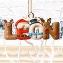 Christmas,Family,Happy - Christmas Pattern Effects With Names - Personalized Custom Shaped Wooden Ornament
