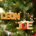 Christmas,Family,Happy - Christmas Pattern Effects With Names - Personalized Custom Shaped Wooden Ornament
