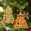 Christmas Pattern Tree With Names - Personalized Custom Shaped Wooden Ornament