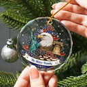 Independence Day,America 250th,Christmas,Proud,Family,Custom Text - Christmas Proud America Family 250th Anniversary - Personalized Circle Glass Ornament