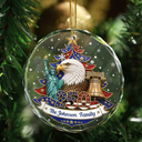 Independence Day,America 250th,Christmas,Proud,Family,Custom Text - Christmas Proud America Family 250th Anniversary - Personalized Circle Glass Ornament