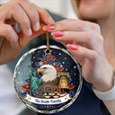 Independence Day,America 250th,Christmas,Proud,Family,Custom Text - Christmas Proud America Family 250th Anniversary - Personalized Circle Glass Ornament