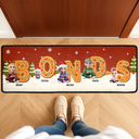 Family, Parents, Gift For Grandparents, Gift For Kids, Happy, Christmas - Christmas Sitting Family Gingerbread Letters - Personalized Runner Rug