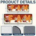 Family, Parents, Gift For Grandparents, Gift For Kids, Happy, Christmas - Christmas Sitting Family Gingerbread Letters - Personalized Runner Rug