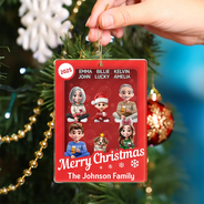 Family,Parents,Gift For Grandparents,Gift For Kids,Happy,Christmas - Christmas Sitting Family Toy Box - Personalized Custom Shaped Acrylic Ornament