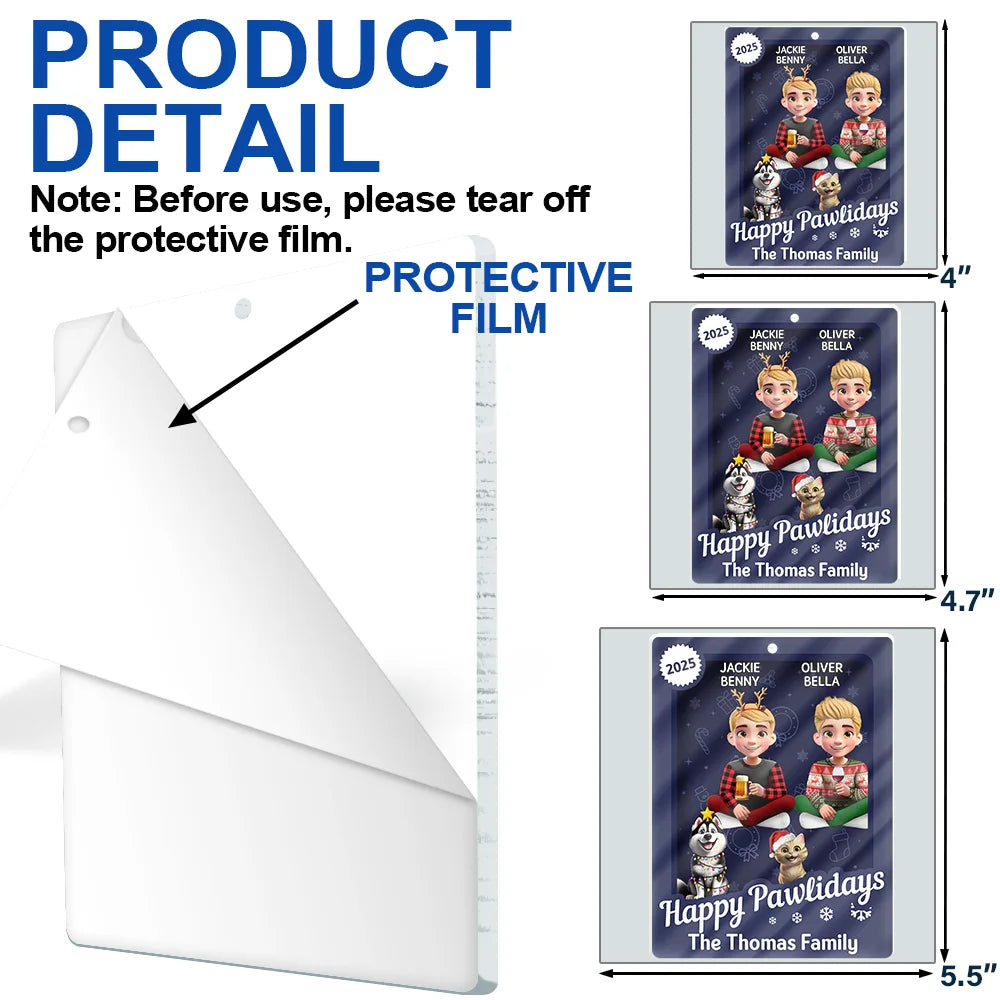 Family,Parents,Gift For Grandparents,Gift For Kids,Happy,Christmas - Christmas Sitting Family Toy Box - Personalized Custom Shaped Acrylic Ornament