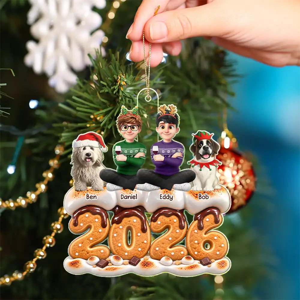 Christmas,Cozy,Family,Vector - Christmas Sweet Marshmallow S'mores Family - Personalized Custom Shaped Acrylic Ornament