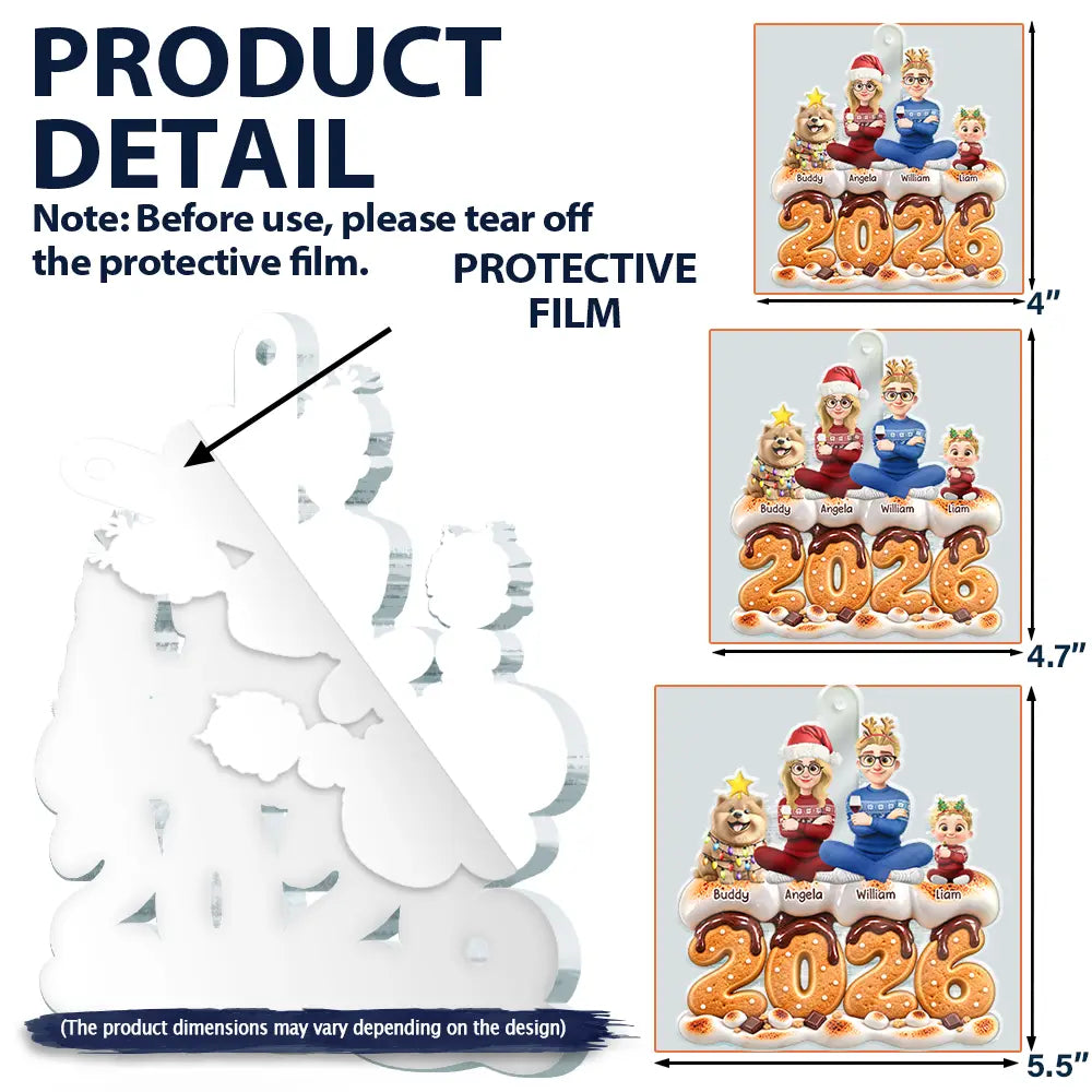 Christmas,Cozy,Family,Vector - Christmas Sweet Marshmallow S'mores Family - Personalized Custom Shaped Acrylic Ornament