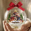 Independence Day, America 250th, Christmas, Proud, Family, Custom Text - Christmas Tree 250 Years Of Freedom - Personalized 3D Acrylic Ball Ornament