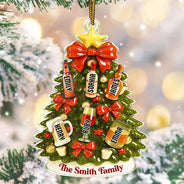 Family,Happy,Christmas,Gift For Bestie - Christmas Tree Hanging Chilling - Personalized Custom Shaped Acrylic Ornament
