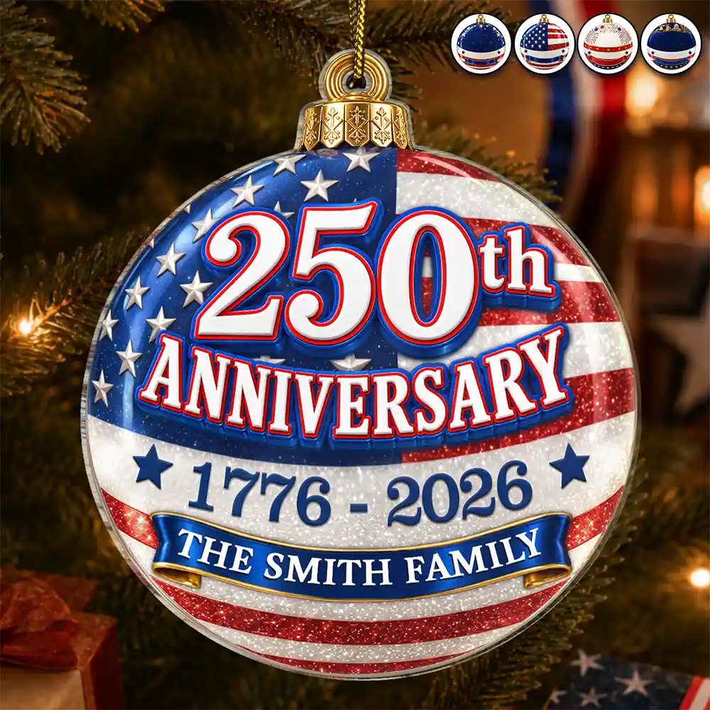 Independence Day,America 250th,Christmas,Proud,Family,Custom Text - Christmas United In Love And Liberty - Personalized Custom Shaped Acrylic Ornament