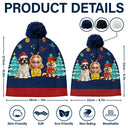 Pet Lovers,Pet Mom,Pet Dad,Happy,Dog Lovers,Dog Mom,Dog Dad - Christmas Woman Man And Dogs 3D Effect - Personalized Bobble Beanie Hat