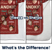 Christmas,Custom Photo,Cut-Face Photo,Gift For Grandma,Gifts For Her,Sentimental - Christmas Gift For Grandma Grandpa - Personalized Custom Photo My Grandkids With Name Pattern Fleece Blanket, Sherpa Blanket