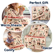 Christmas,Custom Photo,Cut-Face Photo,Gift For Grandma,Gifts For Her,Sentimental - Christmas Gift For Grandma Grandpa - Personalized Custom Photo My Grandkids With Name Pattern Fleece Blanket, Sherpa Blanket