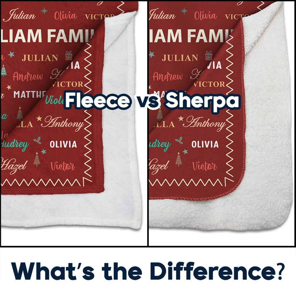 Christmas,Custom Text,Gift For Grandma,Gifts For Her,Proud - Christmas Gift For Grandma Mom - Personalized Family & Member Names Word Art Christmas Fleece Blanket, Sherpa Blanket