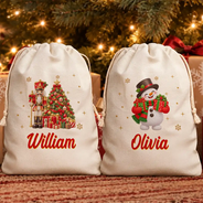 Christmas, Gift For Kids, Icon, Playful, Top Market - Christmas Gift For Kids - Personalized Name & Character Santa Reindeer Penguin Gnome Favor Bag