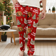 Christmas,Custom Photo,Cut-Face Photo,Pet Lovers,Playful - Christmas Pet Dog Cat Lovers Family - Personalized Custom Photo Merry Woofmas Pajama Pants