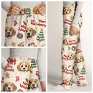 Christmas,Custom Photo,Cut-Face Photo,Pet Lovers,Playful - Christmas Pet Dog Cat Lovers Family - Personalized Custom Photo Merry Woofmas Pajama Pants