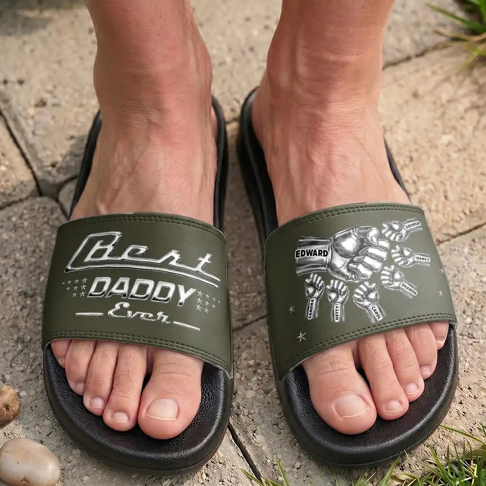 Gift For Father, Beach, Summer, Adorable, Icon - Classic Best Dad Grandpa Ever Limited Edition - Personalized Unisex Slides