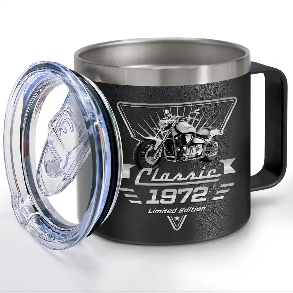 Gift For Father,Custom Photo,Proud,Remove BG Photo - Custom Photo Classic Car Limited Edition - Personalized 14oz Stainless Steel Tumbler With Handle