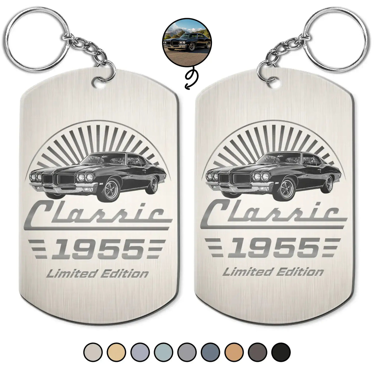 Gift For Father,Proud,Custom Text - Custom Photo Classic Car Limited Edition - Personalized Aluminum Keychain