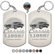 Gift For Father,Proud,Custom Text - Custom Photo Classic Car Limited Edition - Personalized Aluminum Keychain