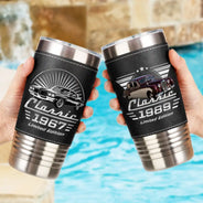 Gift For Father, Proud, Custom Text - Classic Car Limited Edition - Personalized Leather Tumbler