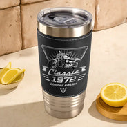 Gift For Father, Proud, Custom Text - Classic Car Limited Edition - Personalized Leather Tumbler