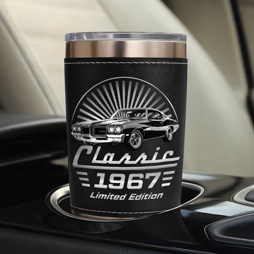 Gift For Father, Proud, Custom Text - Classic Car Limited Edition - Personalized Leather Tumbler
