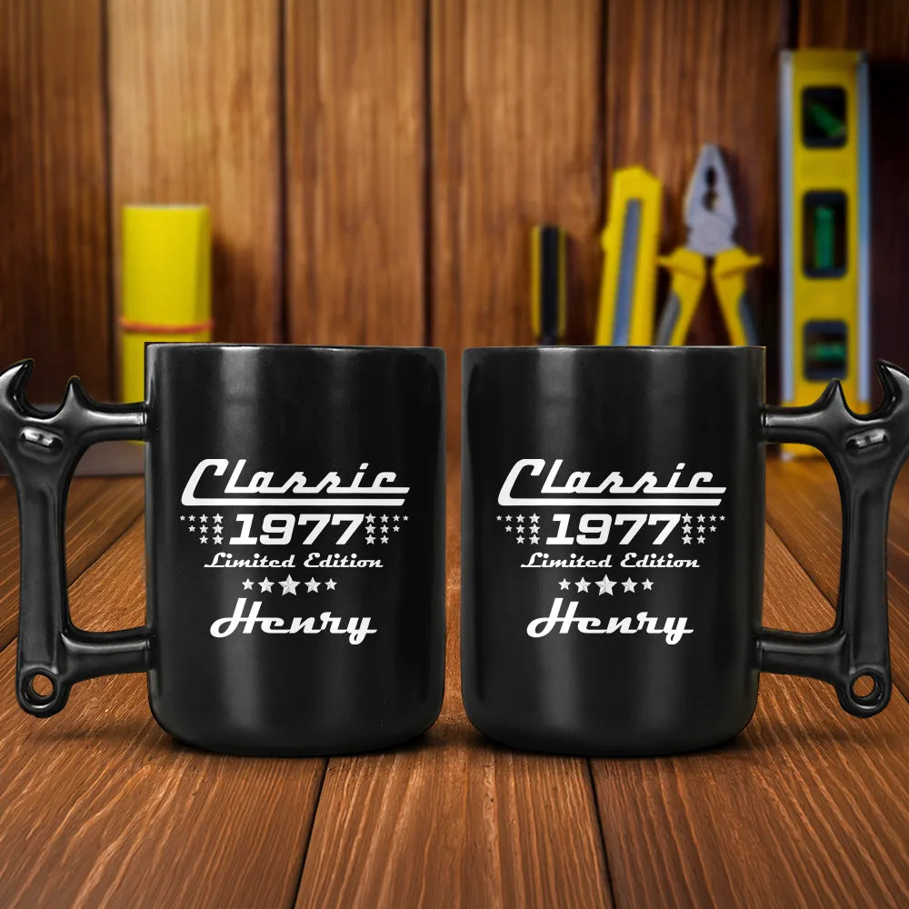 Gift For Men,Gift For Father,Gift For Husband,Gift For Couples,Gift For Boyfriend,Gift For Grandpa,Non-Eng,Confident - Classic Limited Edition For Him, Dad, Husband, Grandpa - Personalized Wrench Shaped Handle Mug
