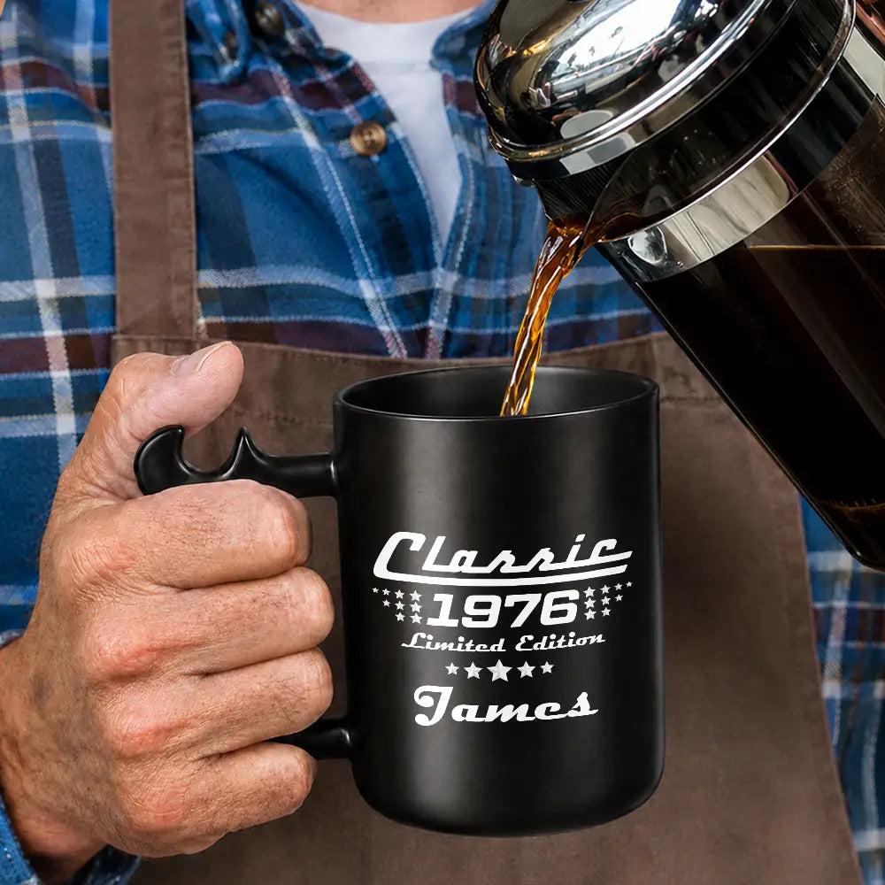 Gift For Men,Gift For Father,Gift For Husband,Gift For Couples,Gift For Boyfriend,Gift For Grandpa,Non-Eng,Confident - Classic Limited Edition For Him, Dad, Husband, Grandpa - Personalized Wrench Shaped Handle Mug