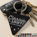 Gift For Father, Proud, Custom Text - Classic Year Limited Edition - Personalized Custom Shaped Leather Keychain