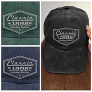 Gift For Grandpa,Gift For Father,Non-Eng,Proud - Classic Year Limited Edition - Personalized Vintage Washed Denim Cap