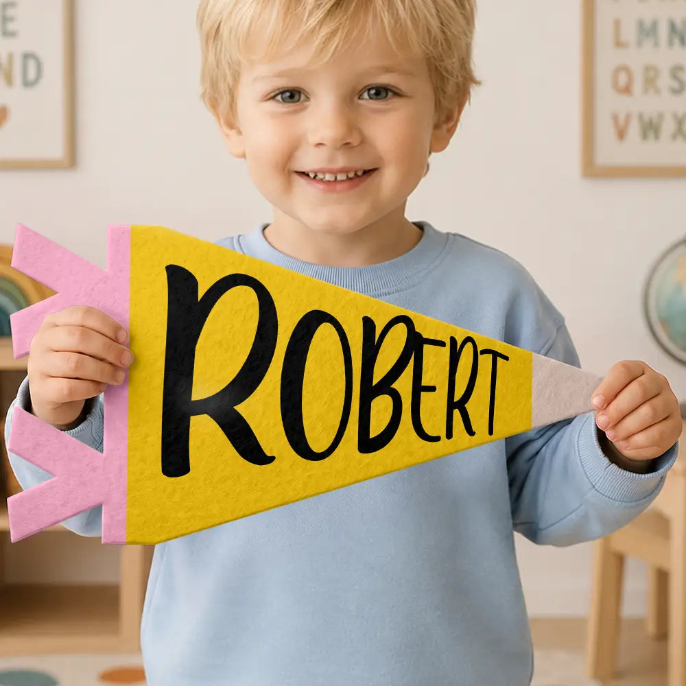 Teacher,Confident,Back To School,Warp Text - Colorful Crayon & Name - Personalized Pennant