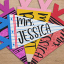 Teacher,Confident,Back To School,Warp Text - Colorful Crayon & Name - Personalized Pennant