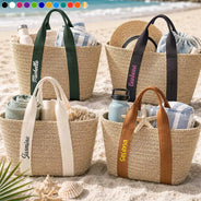 Gift For Yourself, Gift For Women, Summer, Adorable, Custom Text - Colorful Name In Style - Personalized Straw Beach Bag