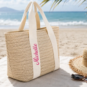 Gift For Yourself, Gift For Women, Summer, Adorable, Custom Text - Colorful Name In Style - Personalized Straw Beach Bag