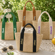 Gift For Yourself, Gift For Women, Summer, Adorable, Custom Text - Colorful Name In Style - Personalized Straw Beach Bag