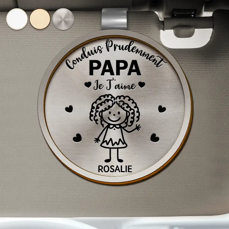 Gift For Yourself,Gift For Men,Gift For Grandpa,Gift For Father,Dog Dad,Cat Dad,Pet Dad,Gift For Mother,Gift For Grandma,Happy,Stick Figure,French - Conduis Prudemment Grand-Père Papa - Clip Para Parasol Del Coche De Forma Especial Personalizado