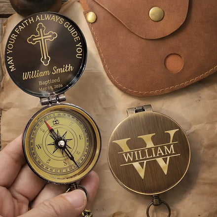 Confirmation And Baptism Keepsake - Personalized Engraved Brass Compass