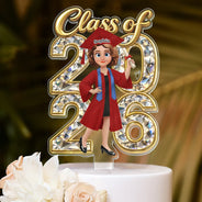 Graduation,Happy,Dad - Daughters (Adult),Gift For Daughter,Mom - Daughters (Adult),Dad - Sons,Gift For Son,Mom - Sons - Congrats Grad Woman Man Crystal Effect - Personalized Acrylic Cake Topper
