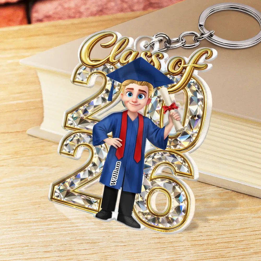 Congrats Grad Woman Man Crystal Effect - Personalized Acrylic Keychain