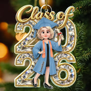 Christmas,Proud,Graduation,Gift For Kids,Vector - Congrats Grad Woman Man Crystal Effect For Daughter Son - Personalized Custom Shaped Acrylic Ornament