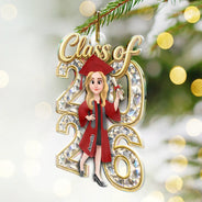 Christmas,Proud,Graduation,Gift For Kids,Vector - Congrats Grad Woman Man Crystal Effect For Daughter Son - Personalized Custom Shaped Acrylic Ornament